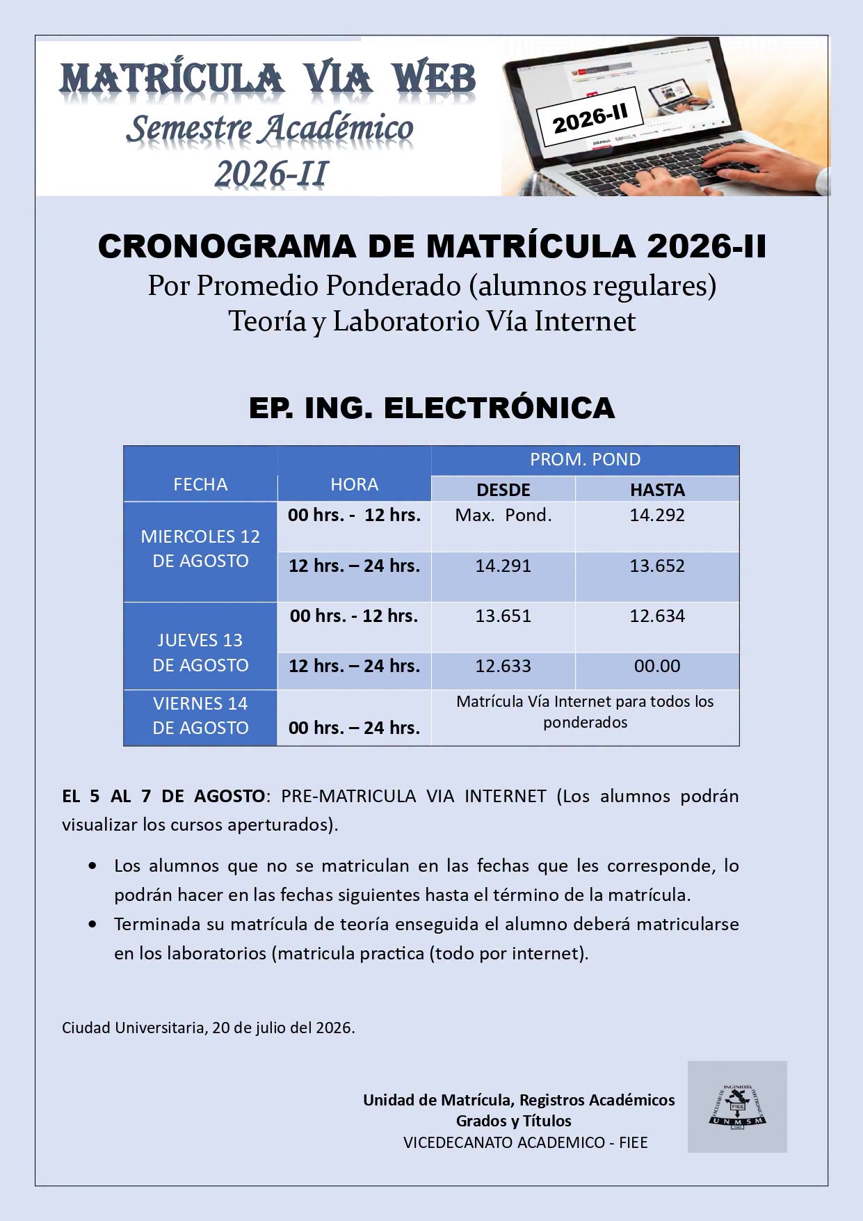 Matrícula 2026 - II