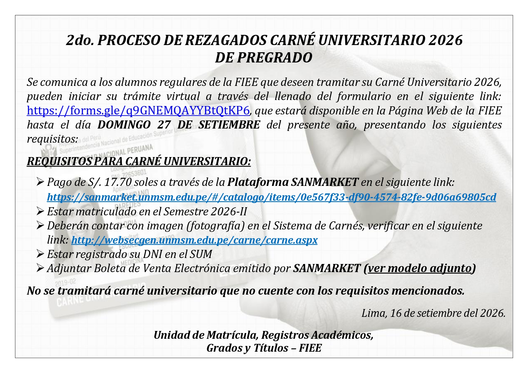 2do PROCESO REZAGADO CARNE UNIVERSITARIO 2026