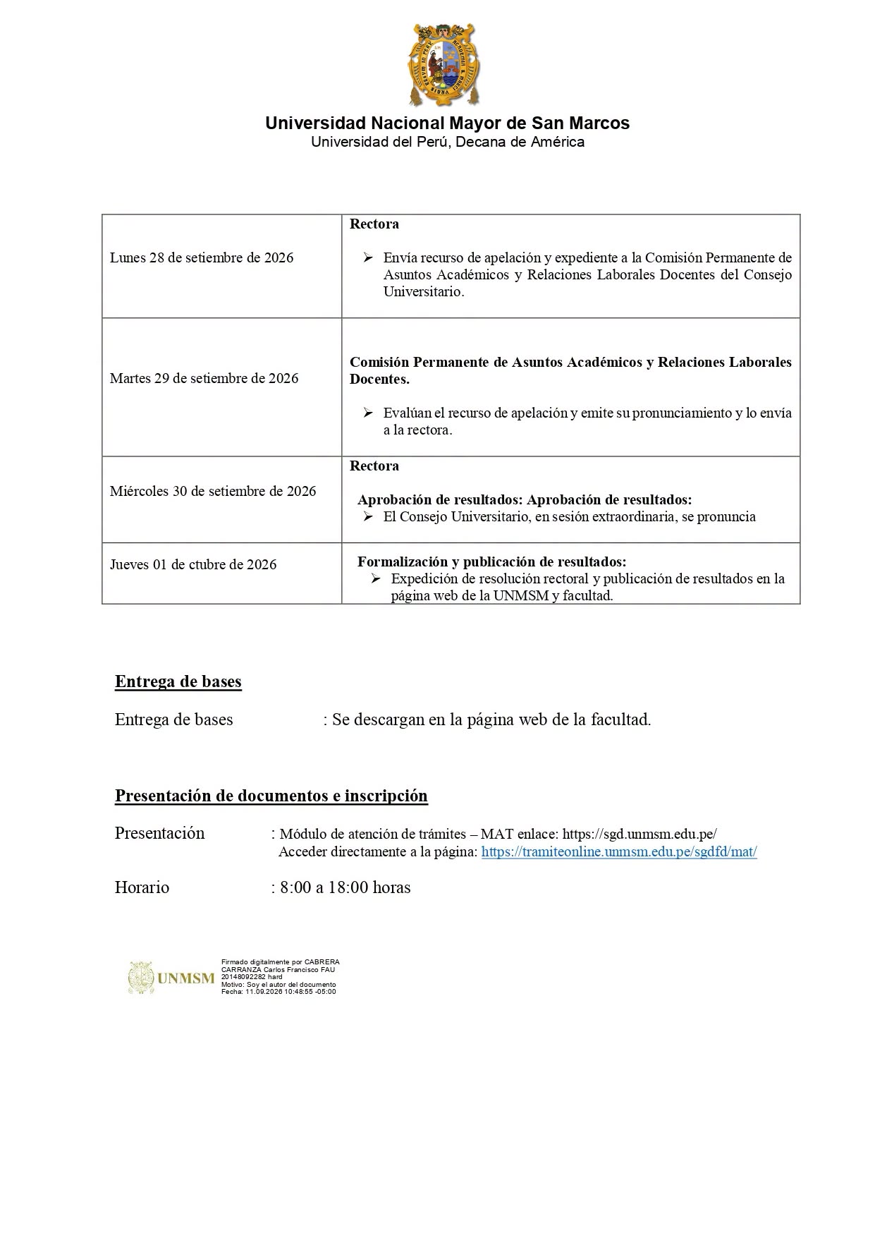CONTRATO DOCENTE DE PREGRADO por SUPLENCIA TEMPORAL MODALIDAD PRESENCIAL SEMESTRE ACADÉMICO 2026-2